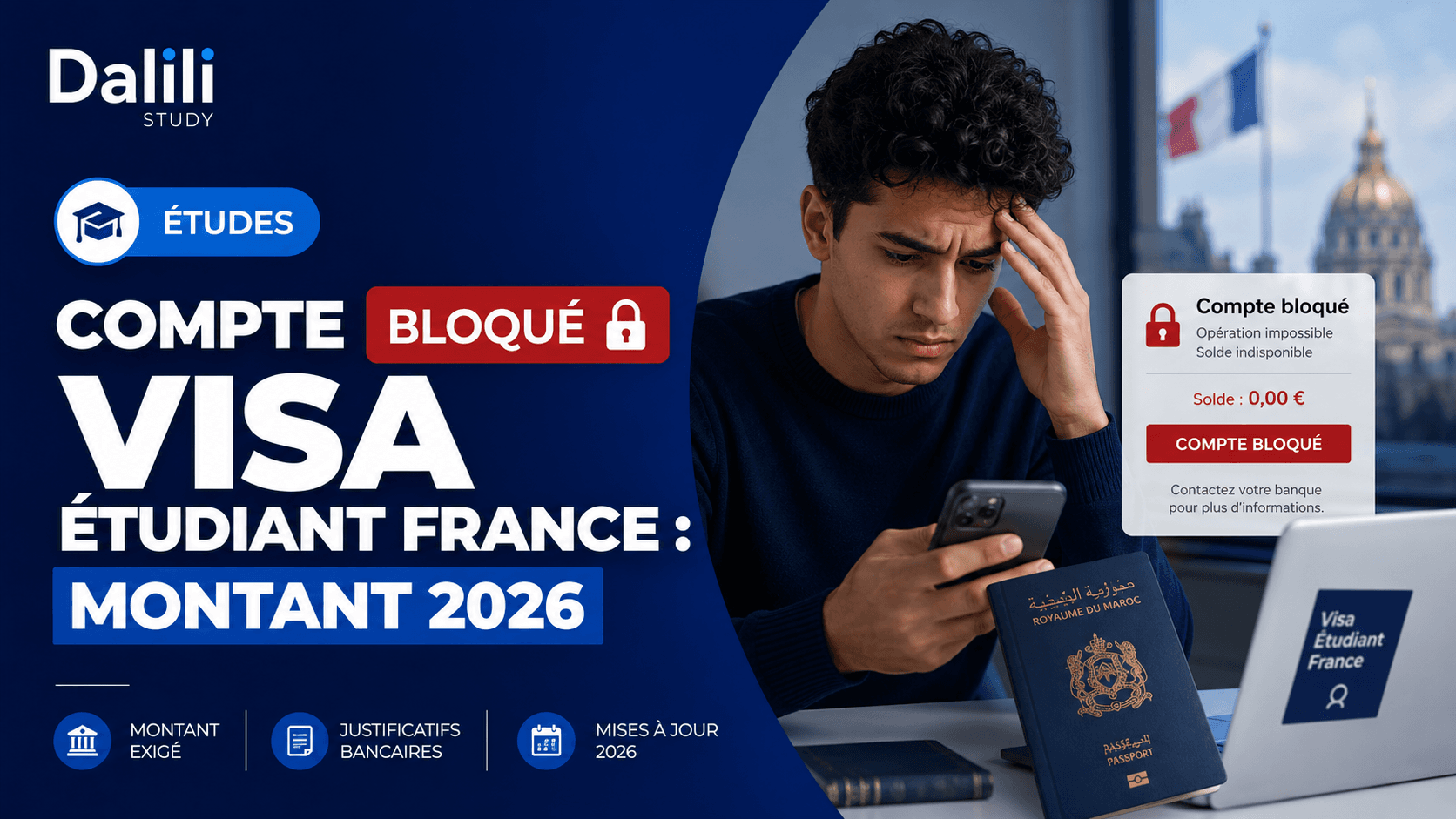 Compte bloqué étudiant France Tunisie : montant 2026
