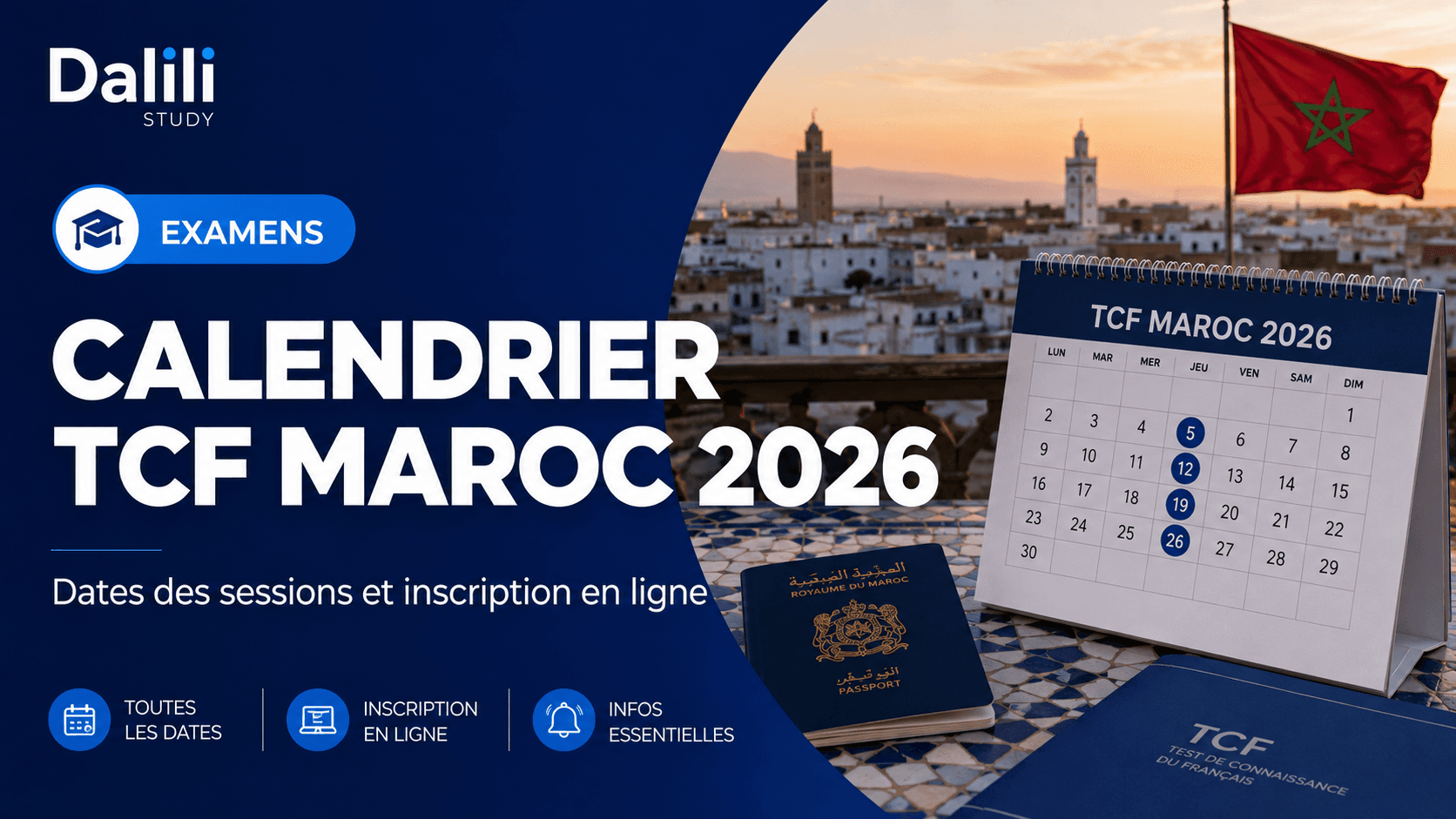 Calendrier TCF Maroc 2026 : dates des sessions et inscription en ligne